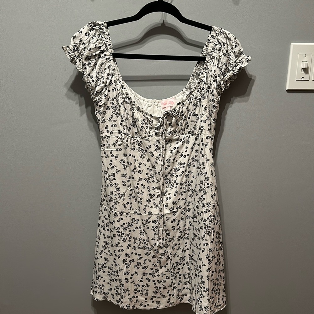 NWOT black and white floral dress